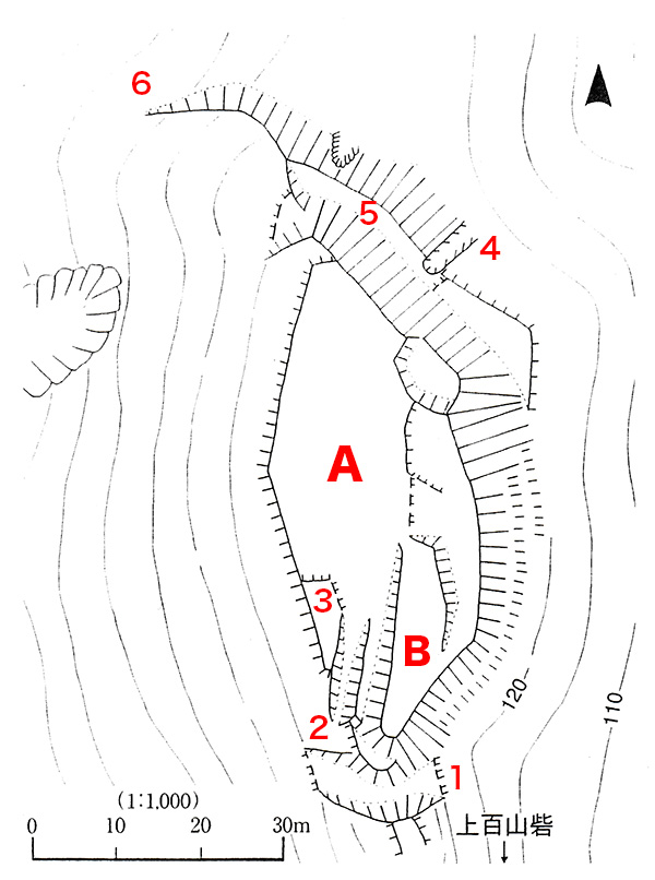 扇山砦 縄張り図